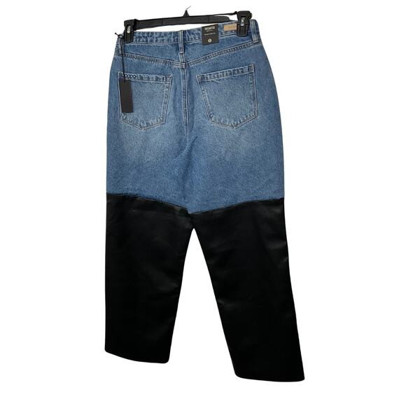 Revolve Blank NYC Colorblock Faux Leather Wide Leg Jeans NWT - Picture 5 of 5